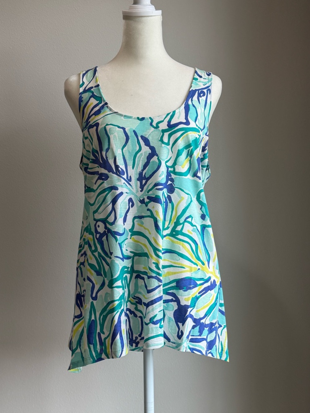 Lilly Pulitzer Aqua, Blue & Yellow Floral Sleeveless Tank